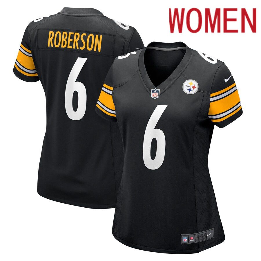 Women Pittsburgh Steelers 6 Jaquarii Roberson Nike Black Game Player NFL Jersey